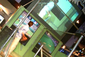 Back at the L.A. Convention Center, a young attendee tries virtual baseball (you are 18, right?)