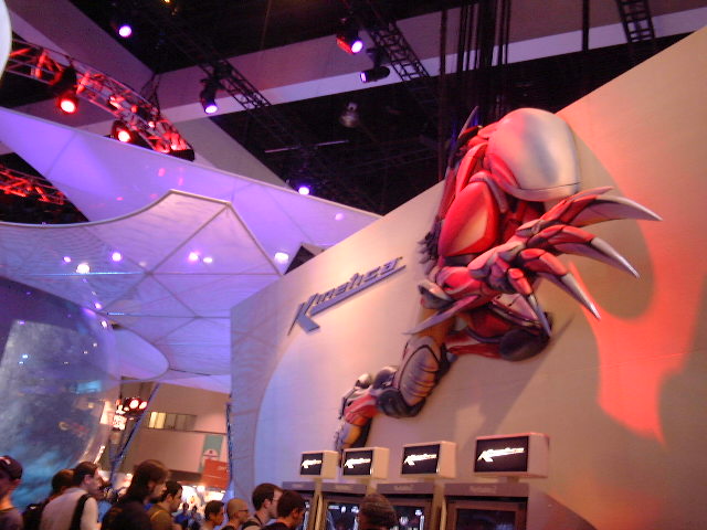 An elaborate creature installation at one of the show floor booths.